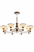 Modern Luxury Crystal Chandelier with Walnut Wood Accents & Chrome Finish