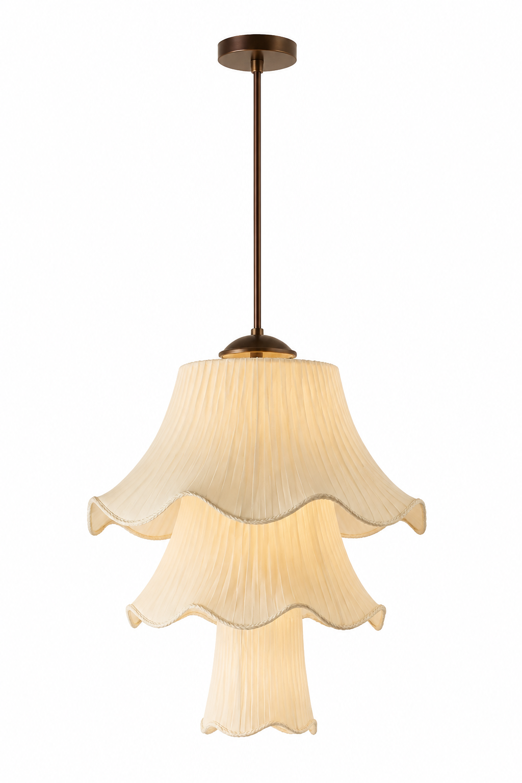 French Vintage Pleated Fabric Multi-Layered Pendant Light