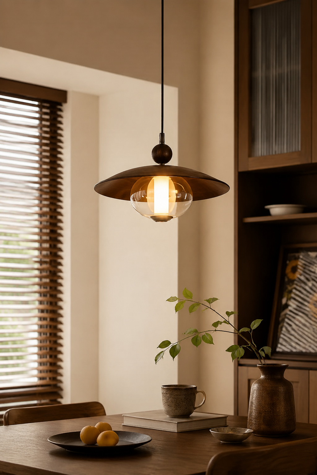 Minimalist Walnut Wood Pendant Light