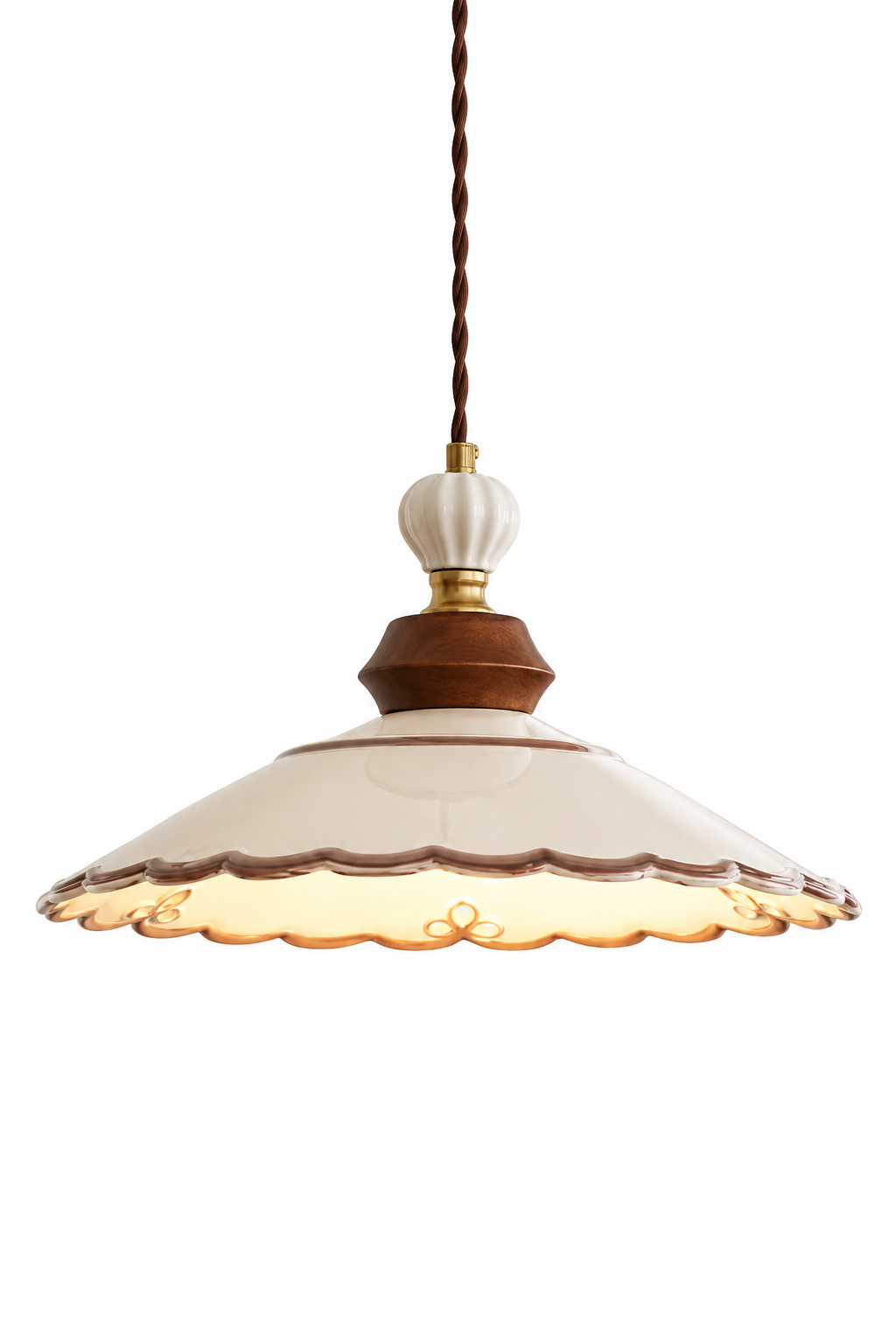 Vintage Scalloped Ceramic Pendant Light
