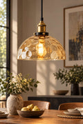 Vintage Amber Water Ripple Pendant Light