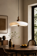Mid-Century Walnut Wood Pendant Light