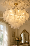 French Romantic Petal Chandelier - Modern Luxury Gold Glass Ceiling Light