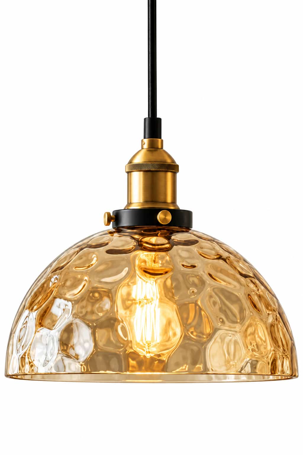Vintage Amber Water Ripple Pendant Light