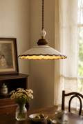 Vintage Scalloped Ceramic Pendant Light