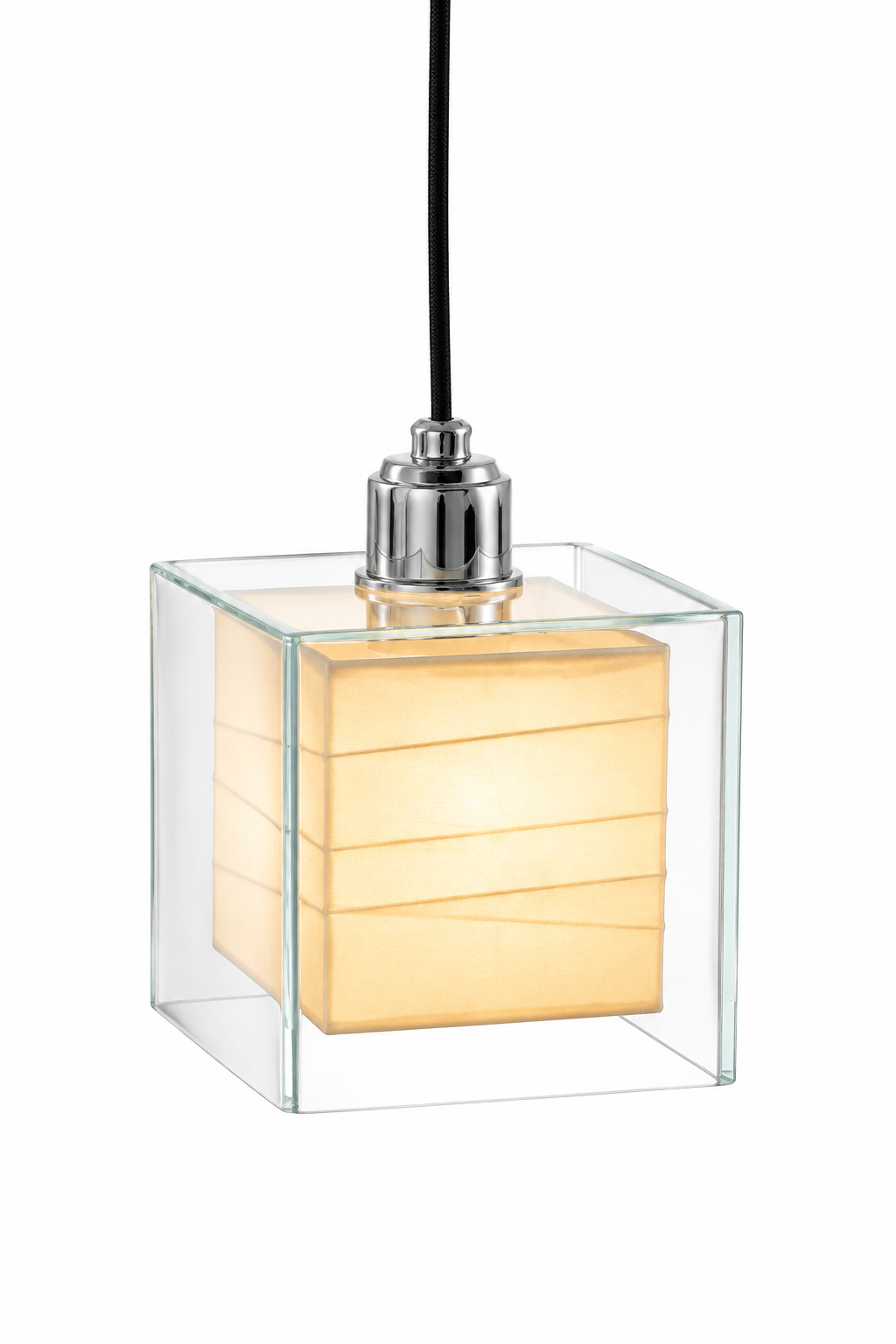 Modern Glass and Paper Pendant Light