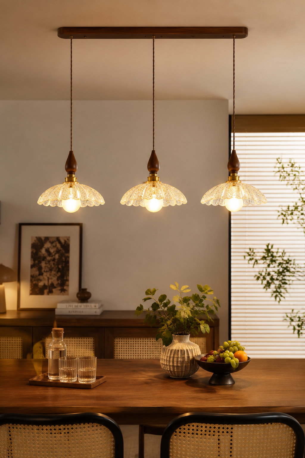 Vintage Gold Foil Resin Linear Chandelier