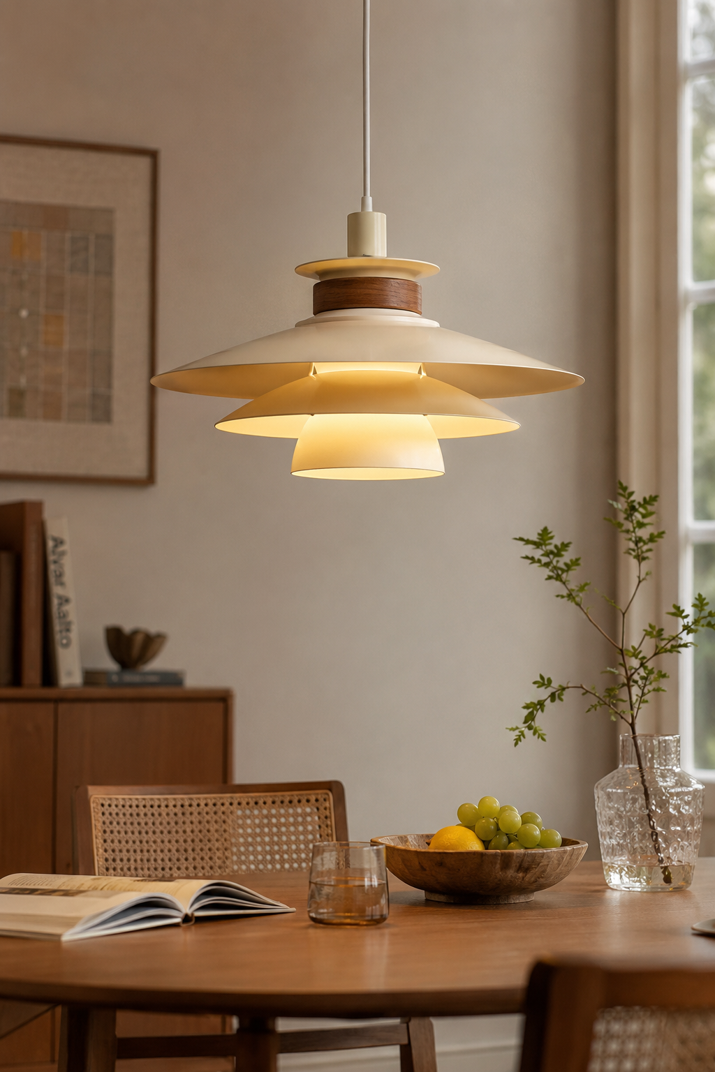 Nordic Layered Wood Trim Pendant Light