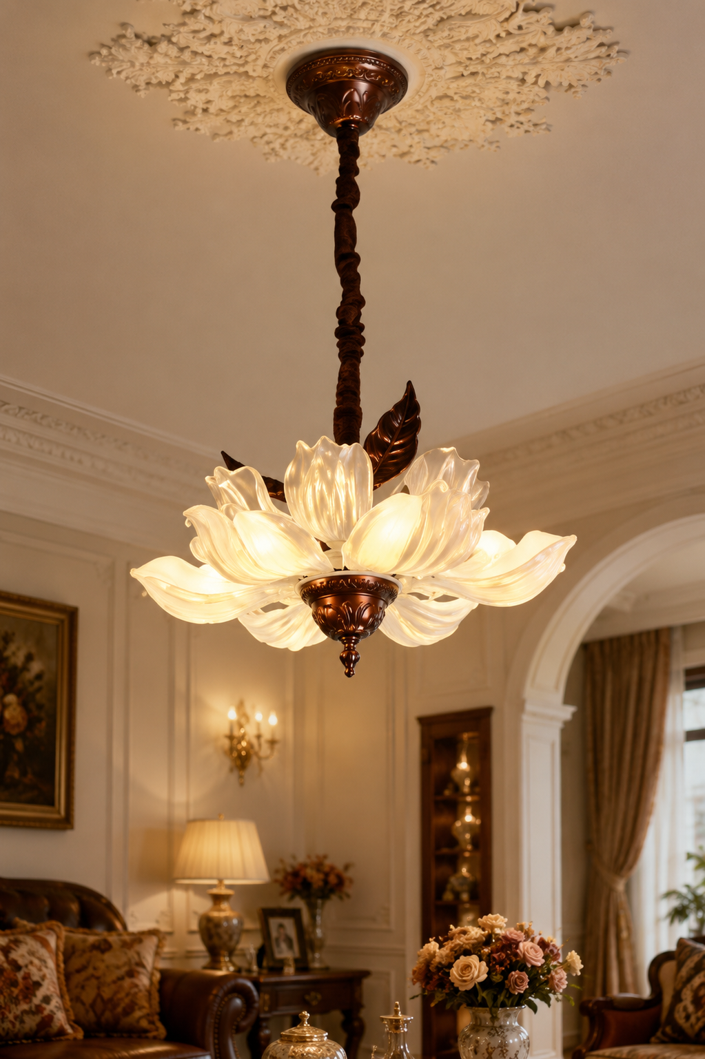 Vintage Floral Chandelier Pendant Light