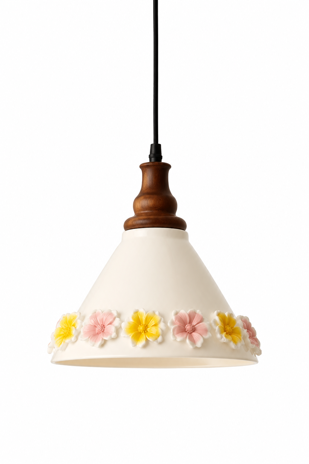 Vintage Floral Ceramic Pendant Light