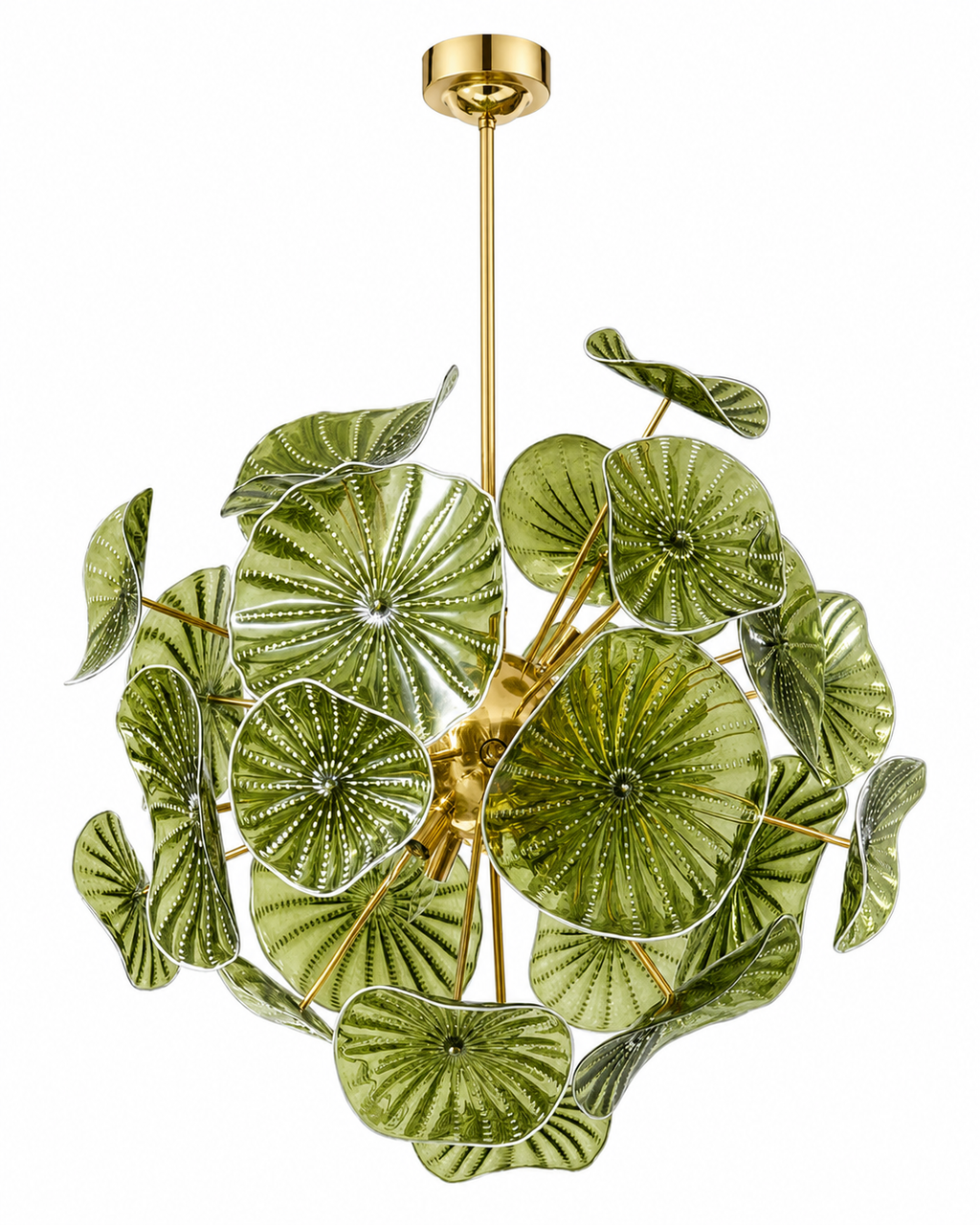 Italian Mid-Century Green Glass Chandelier