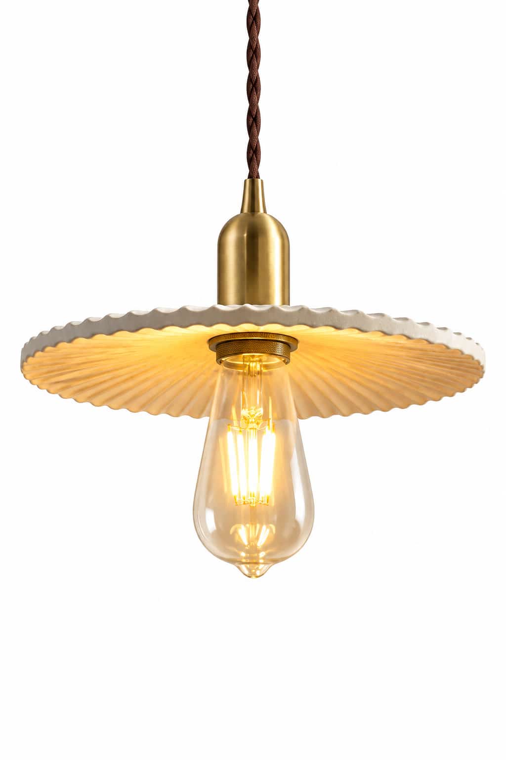 Vintage Ceramic Pleated Umbrella Pendant Light