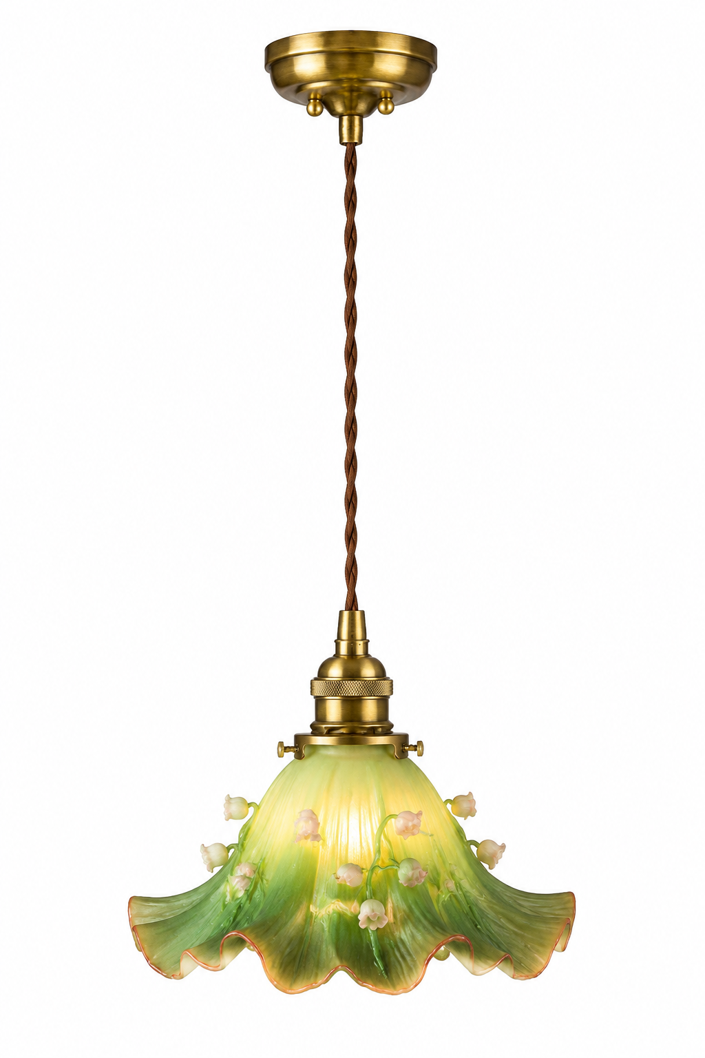 Vintage Ceramic Lotus Leaf Pendant Light
