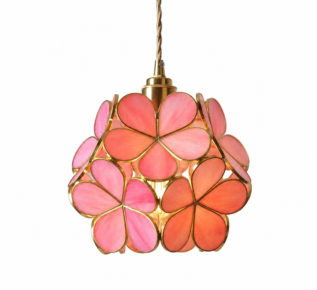 Vintage Cherry Blossom Glass Pendant Light