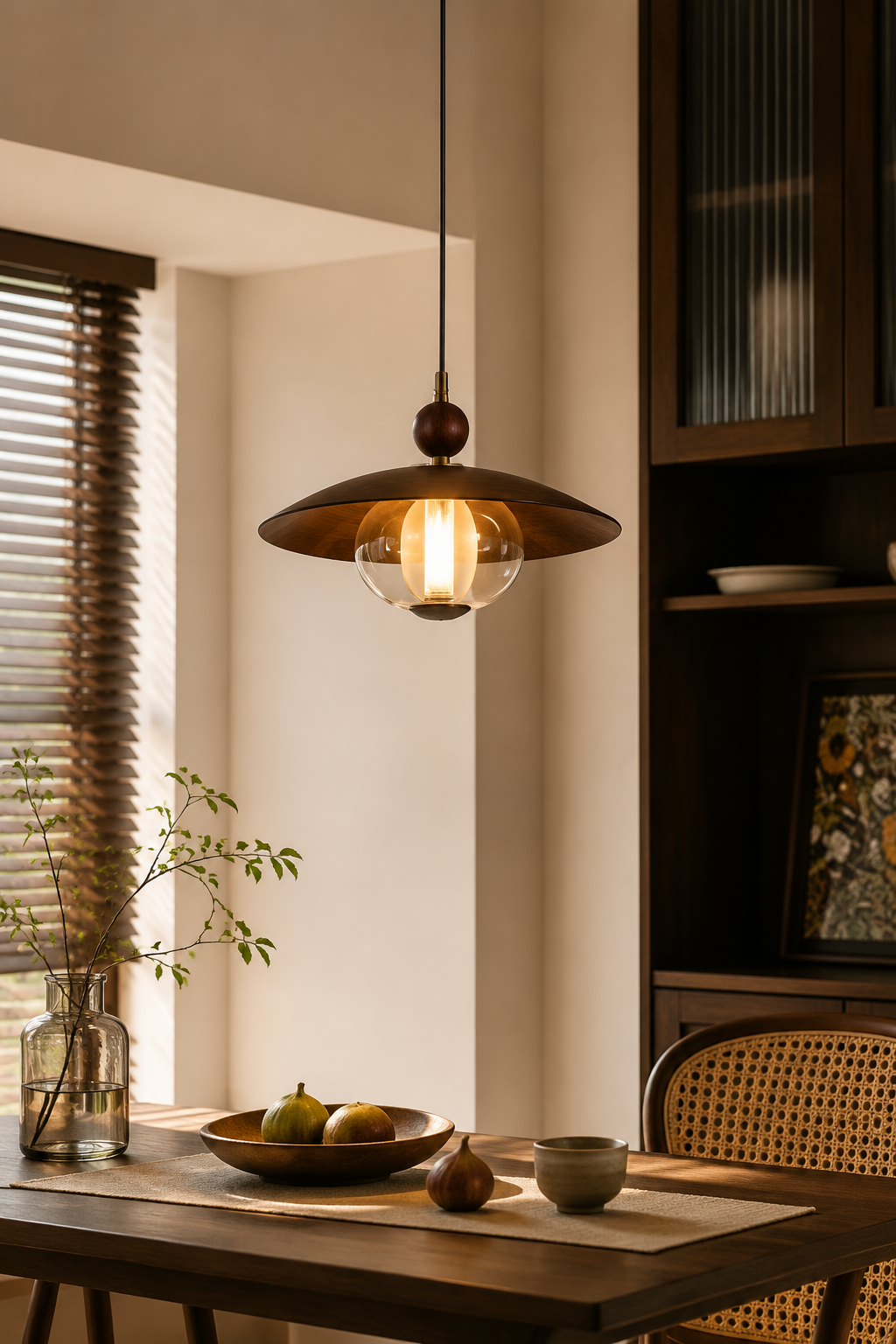 Minimalist Walnut Wood Pendant Light