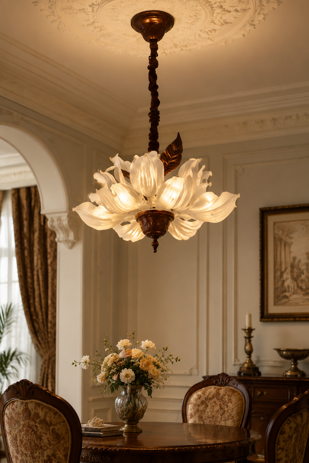 Vintage Floral Chandelier Pendant Light