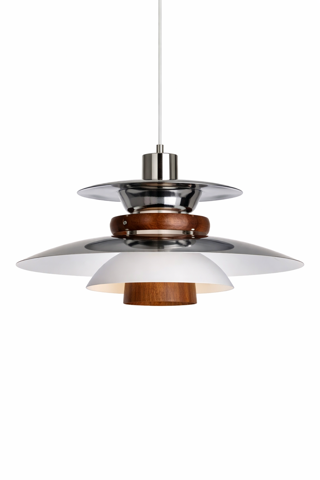 Nordic Chrome and Wood Pendant Light